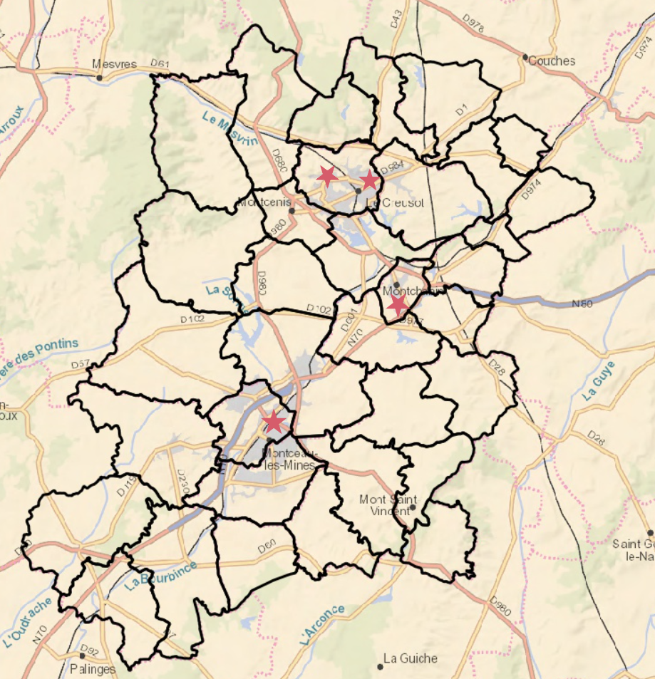 Carte des points de correspondances des transports scolaires
