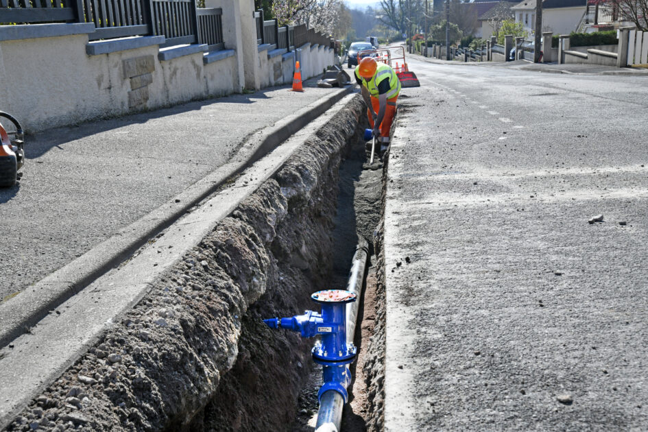 travaux d'assainissement RD974 à Ecuisses